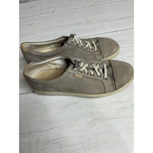 Ecco Soft Walking Sneakers Shoes Gray Stone Leather Womens Size 37 US 6